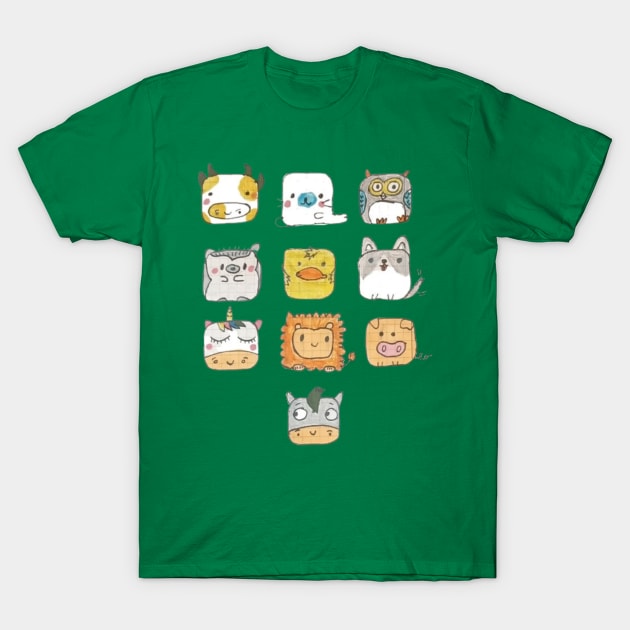 Cute Pack of Wild and Farming Animals T-Shirt by Mila-Ola_Art